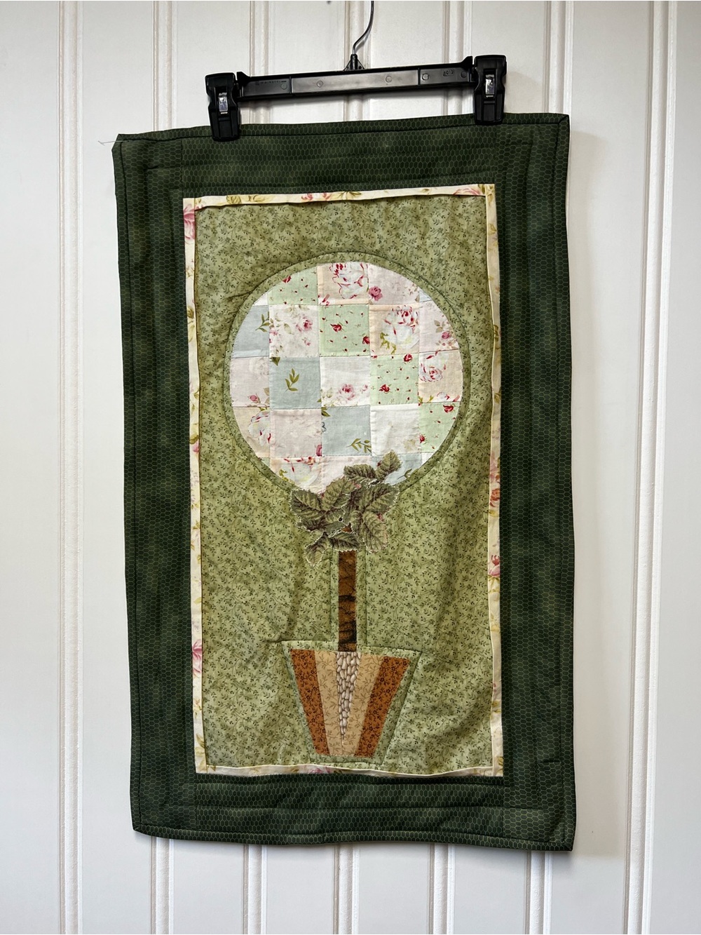 Handmade Green Quilted Wall Hanging - Botanical Tree Design